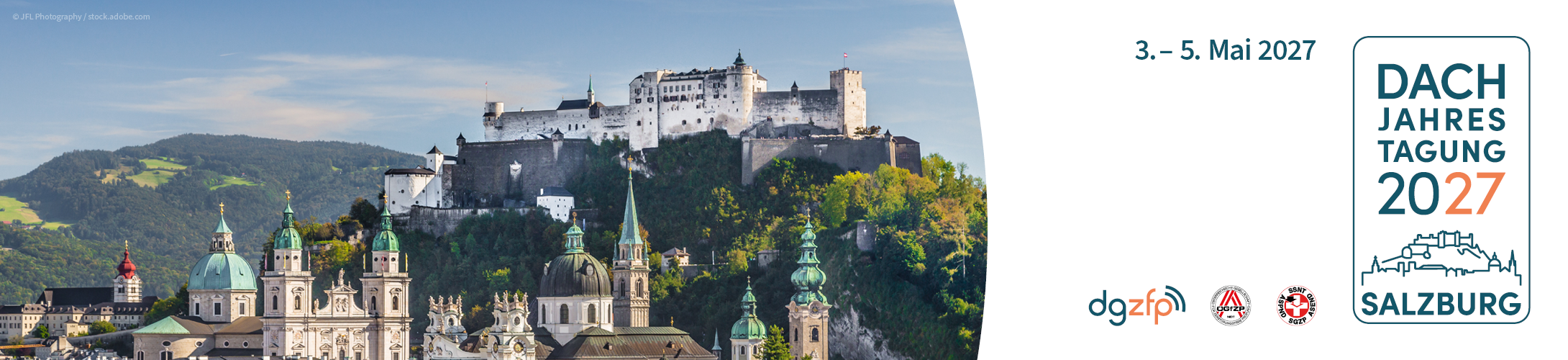 Header Banner für die Konferenz: DACH-Jahrestagung 2027. Diese geht vom 3. Mai 2027 bis 5. Mai 2027 in Salzburg.